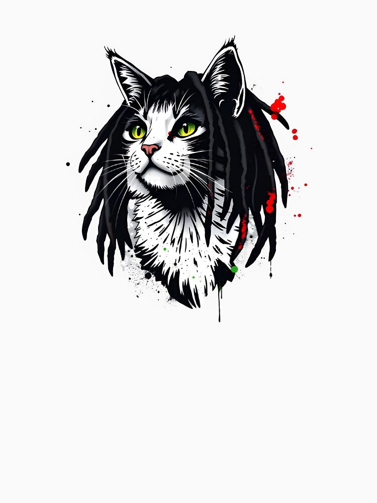 Rasta Cat Grunge Art – Acid-Wash Minimalist Design with Distressed Vibe by puurfectcat