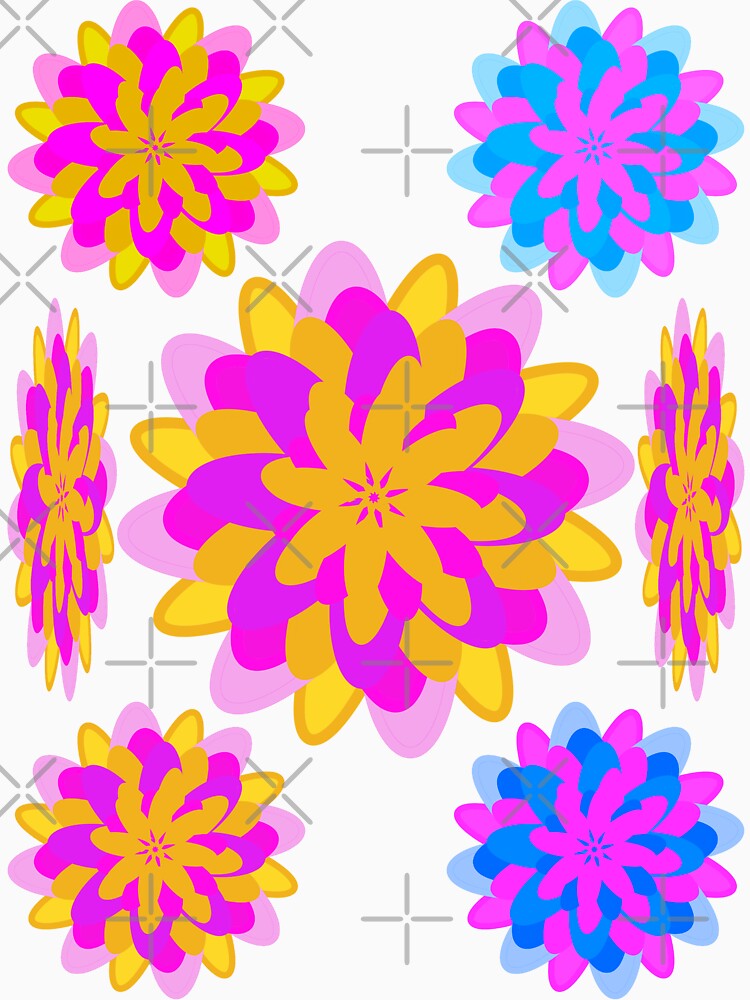 Colorful Floral Design in Pinks and Yellows on Lavender Background - Hand-drawn by Victoria Rose