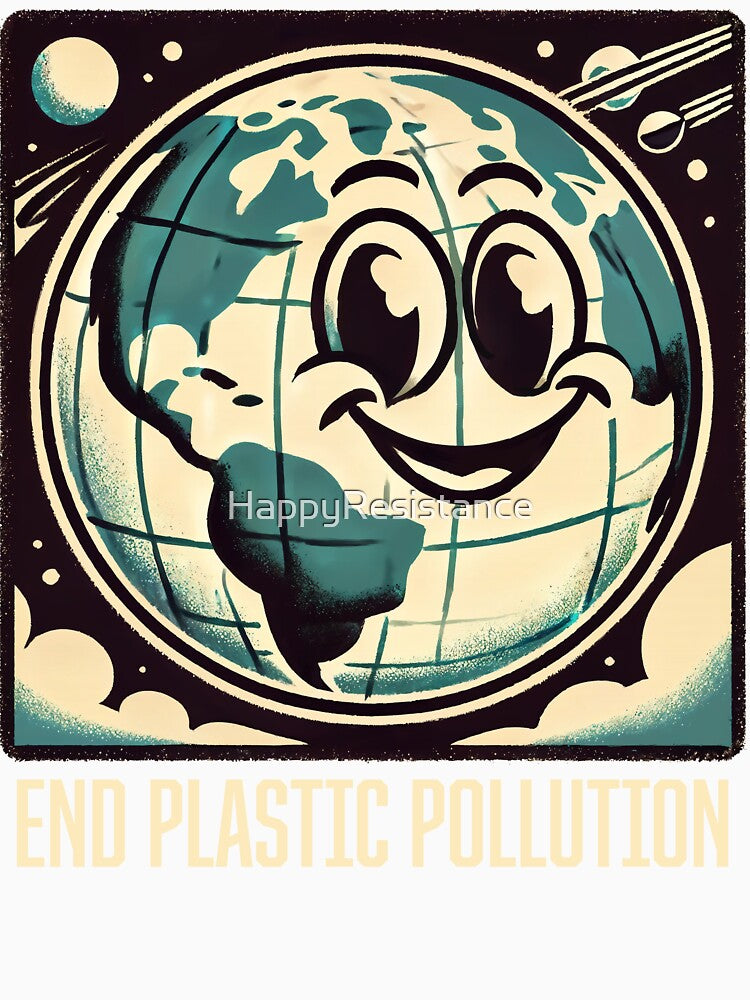 Retro "End Plastic Pollution" Earth Design - Eco-Friendly by HappyResistance