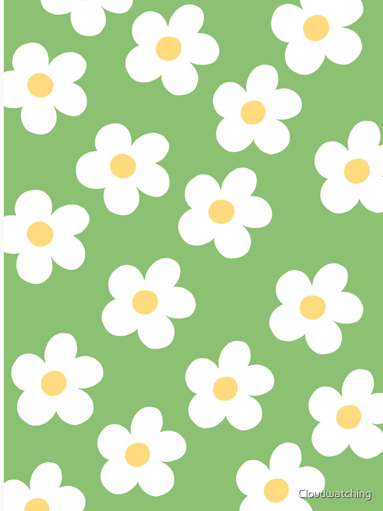 Retro 60's Sage Green Flower Power by Cloudwatching