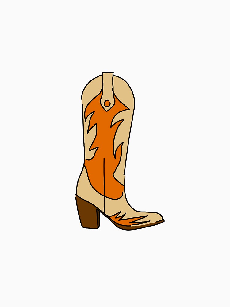 Cowgirl Boots Illustration in Orange and Beige – Western Aesthetic Cowboy Boot Art by Rosadraws