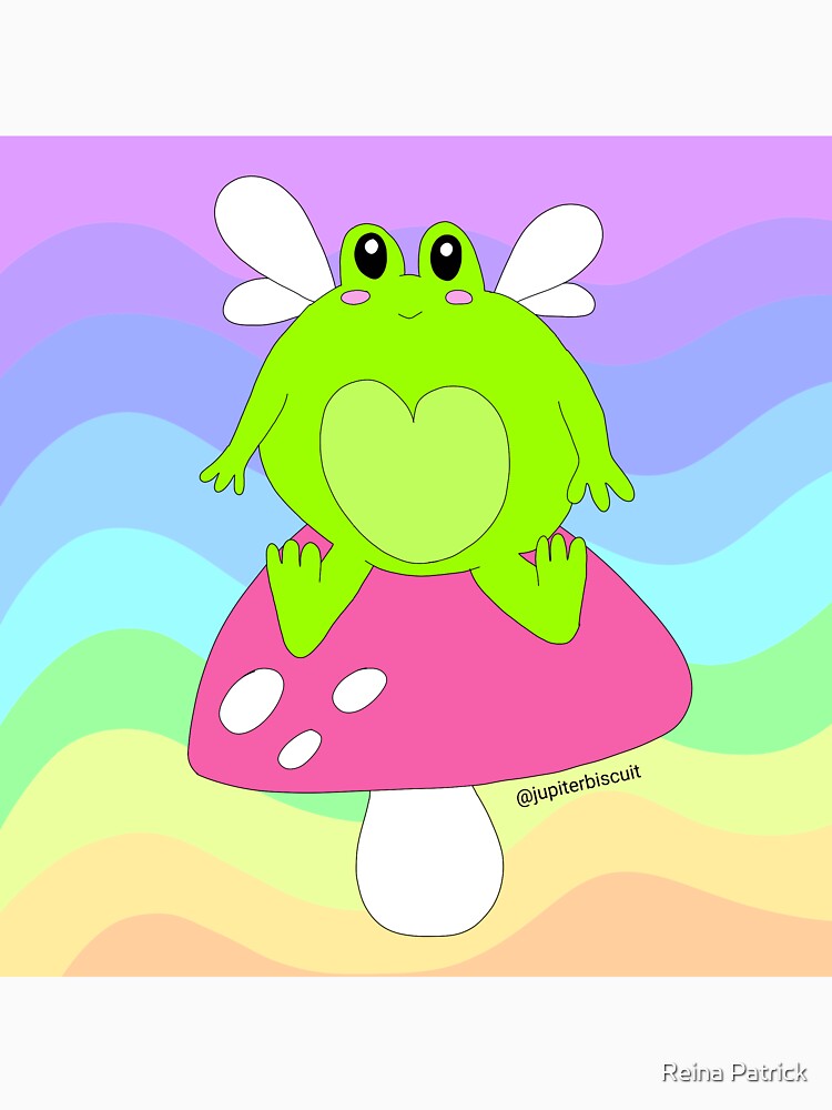 Magic fairy frog on a mushroom by Reina Patrick