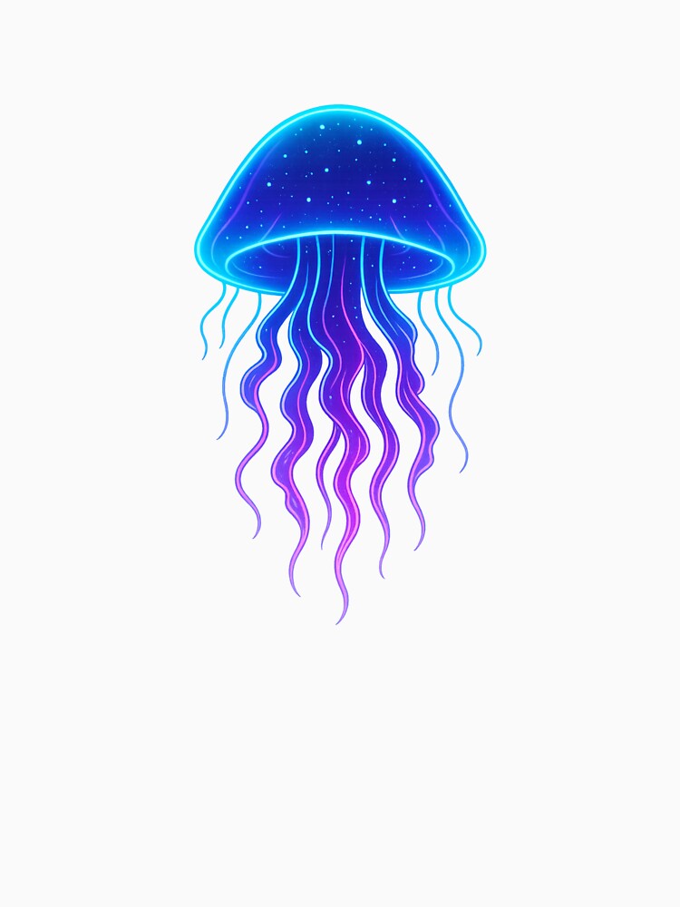 Neon Jellyfish Sticker | Cosmic Glow Sea Creature | Vibrant Blue Purple Medusa Art by GoldenDreamGallery