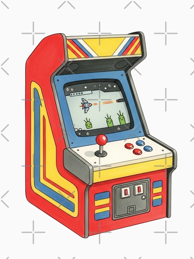 80s Retro Arcade Machine Classic Gaming Illustration by Pasteltone