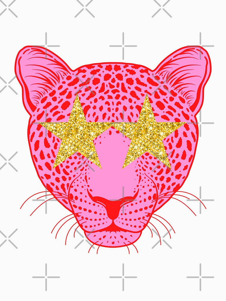Star eyed preppy cheetah / panther / tiger with gold glittery eyes in pink by SUUSCK ★