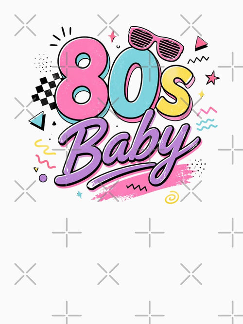 80s Baby Retro Vintage Aesthetic Cute Neon Typography T-Shirt Sticker Design by Sanika arts