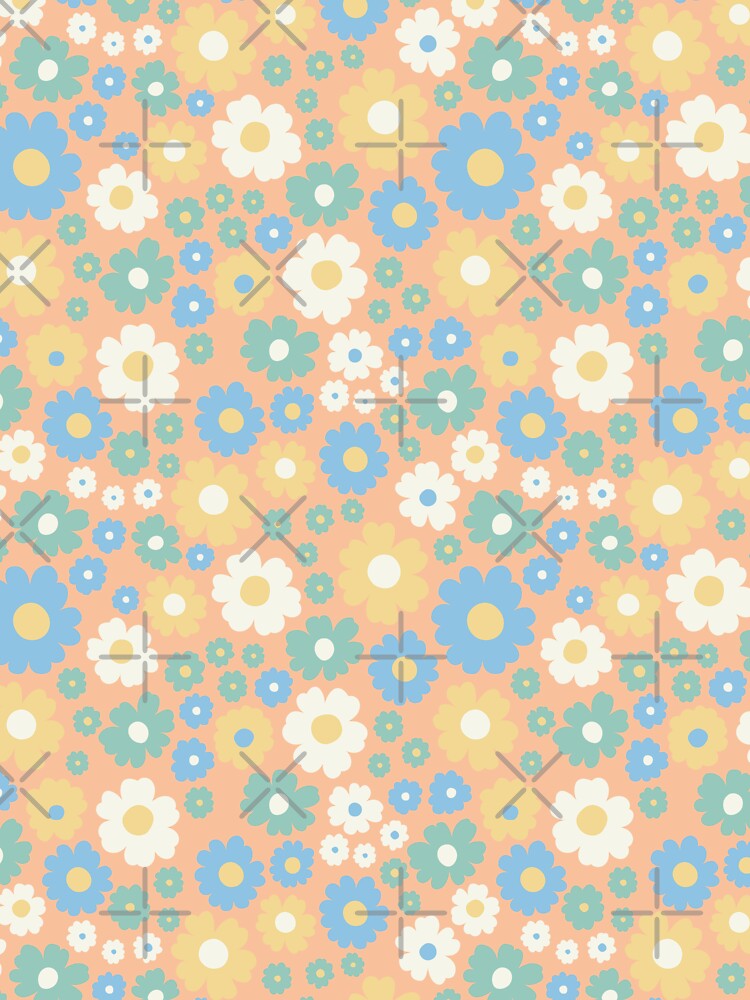 GROOVY RETRO FLOWER POWER GIRLY 70S AND 60S STYLE ORANGE by blomastudios