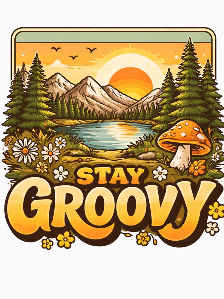 Stay Groovy- Retro Mountain Sunset Nature by LunaVales