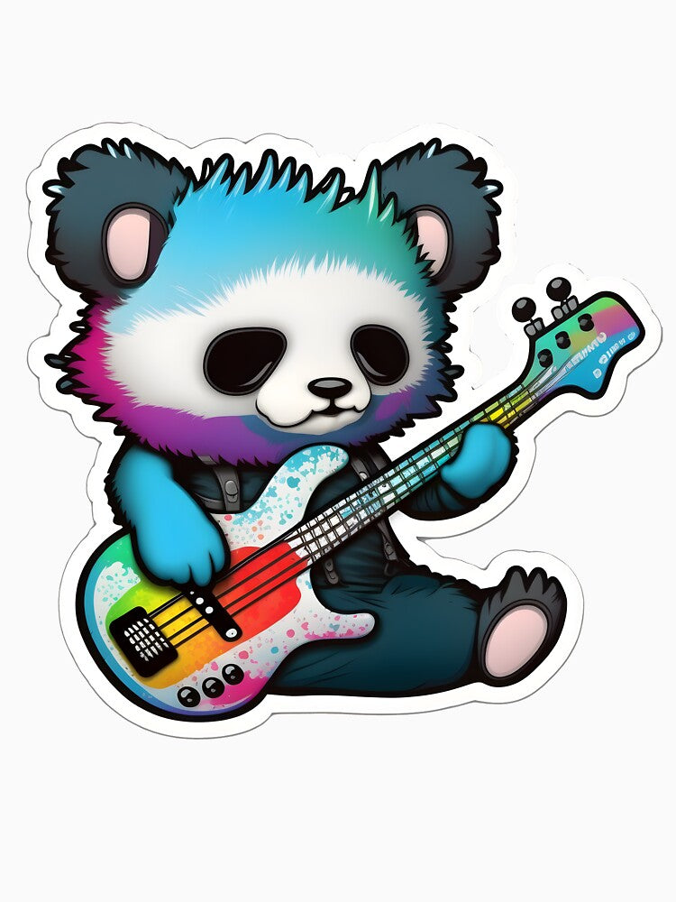 Goth Panda EMO Rock Sticker - Goth Pandas Rock On by StreetShirts1