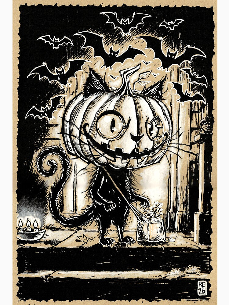 Trick or Treat Pumpkin Cat Halloween by RogerEalth
