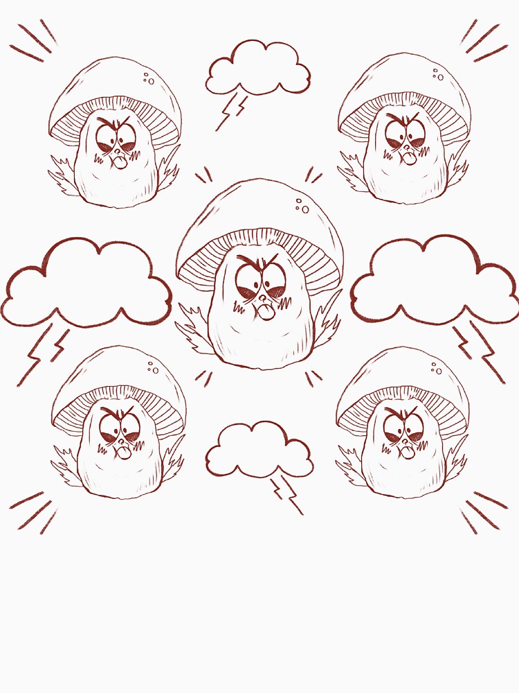 Angry Cute Mushroom Storm Mood Doodle by Pryhozha