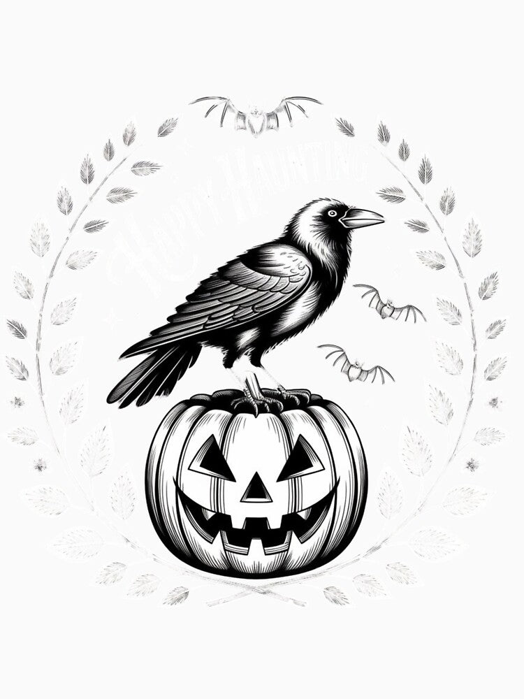 Whispering Crow & Jack O Lantern Shirt – Vintage Gothic Halloween Tee | Oversized Boho Cottagecore Crewneck for Spooky Season by ChillArtNo1