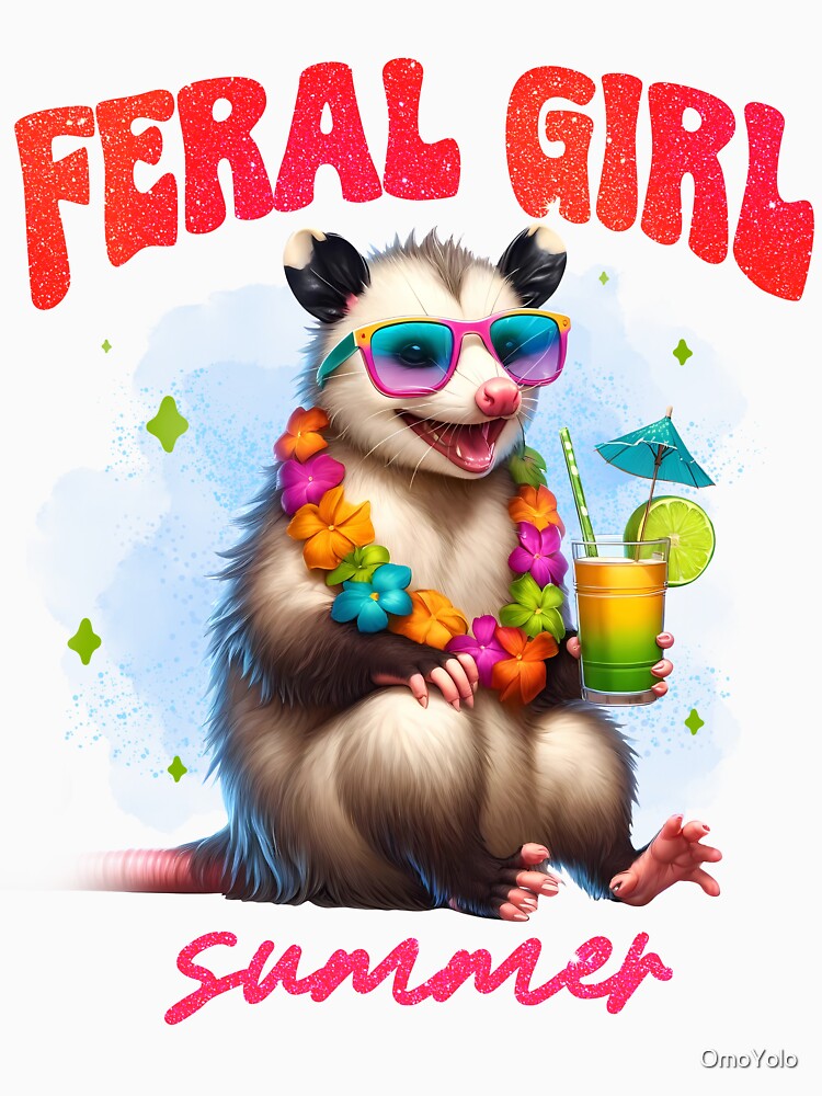 Feral Girl Summer with Opossum by OmoYolo