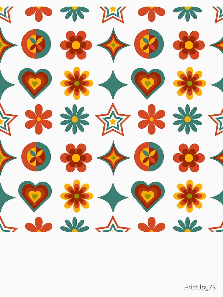 Retro Floral & Geometric Pattern - 70s Vibe Design by PrintandJoy