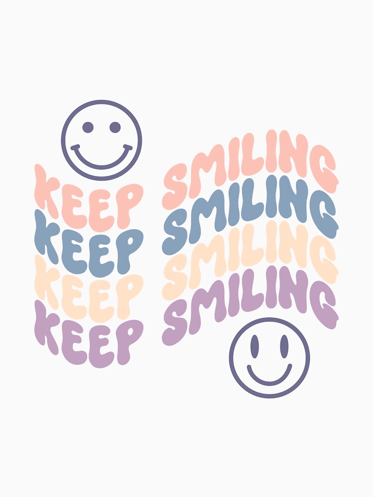 Keep Smiling Wavy Retro Groovy Colorful Block Letter Design by redbubbleart18