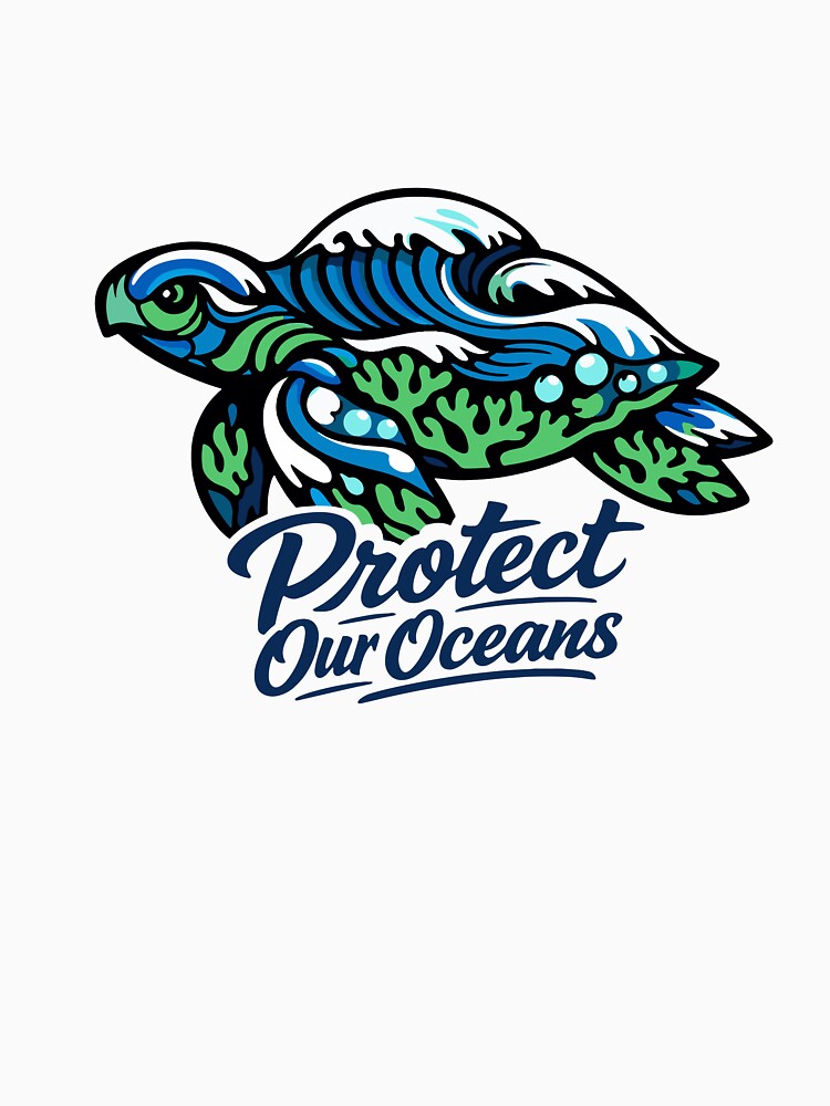 Sea Turtle Wave Coral Ocean Conservation Art by Nuvoro Eco Awareness