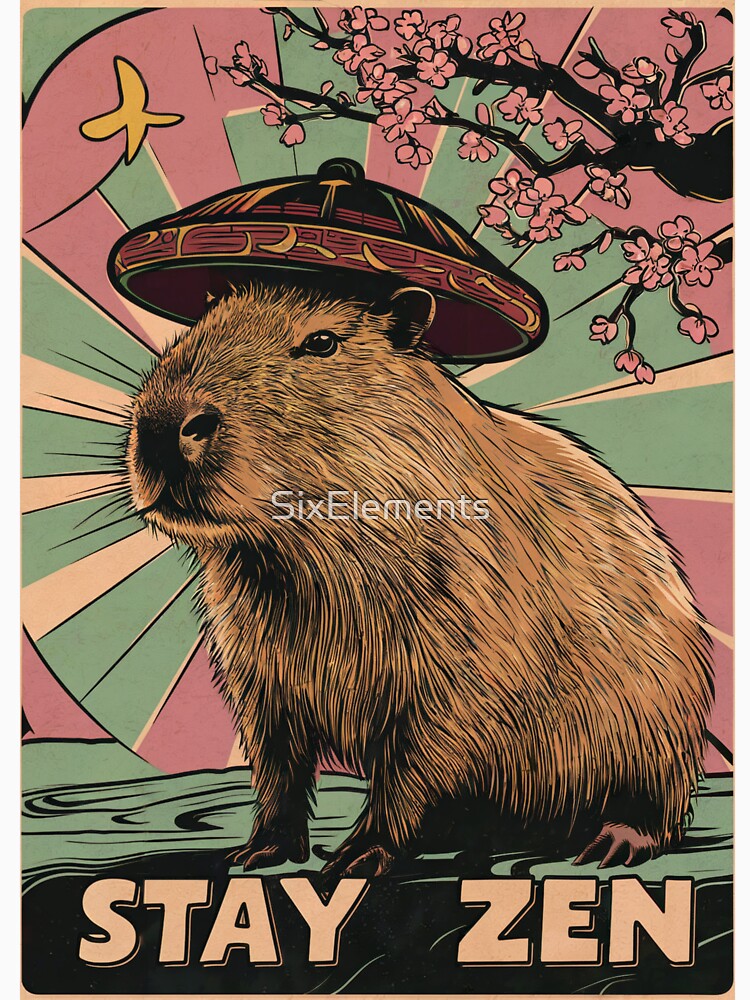 Stay Zen Capybara Vintage by SixElements