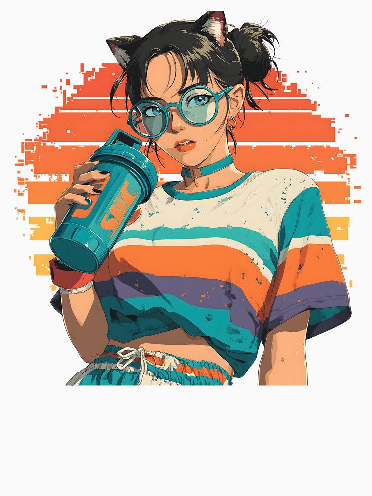 Retro 90s Anime Cat Girl Hydration Mode by Mrokar