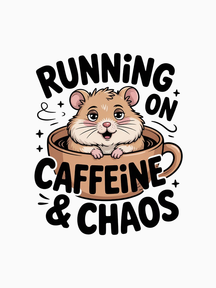 Running on Caffeine and Chaos – Hamster Coffee Humor by ArtByYunus
