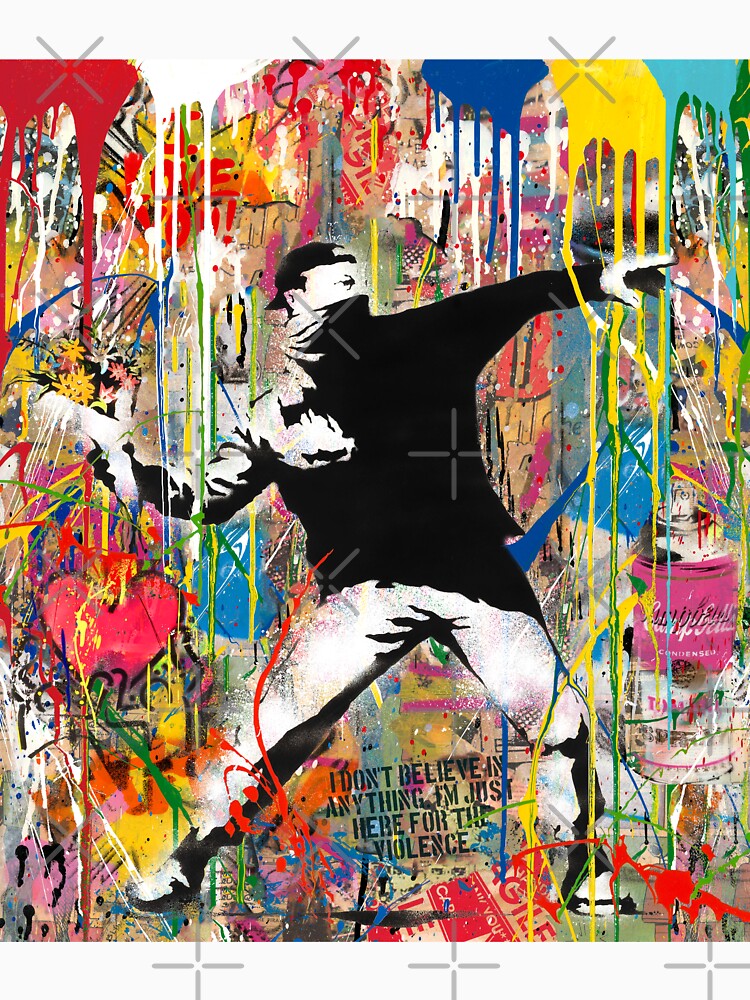 Flower Thrower Pop Street Art Colorful by WE-ARE-BANKSY