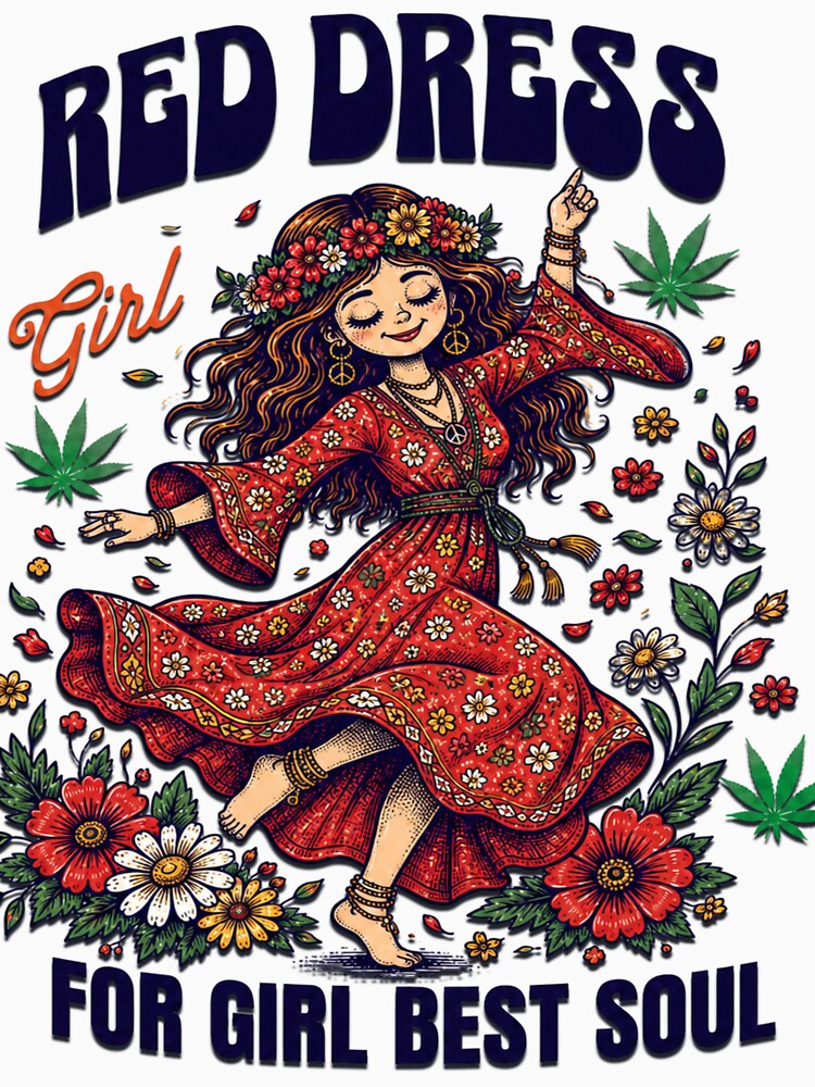 Red Dress Beautiful Girl T-shirt by HomeyDay