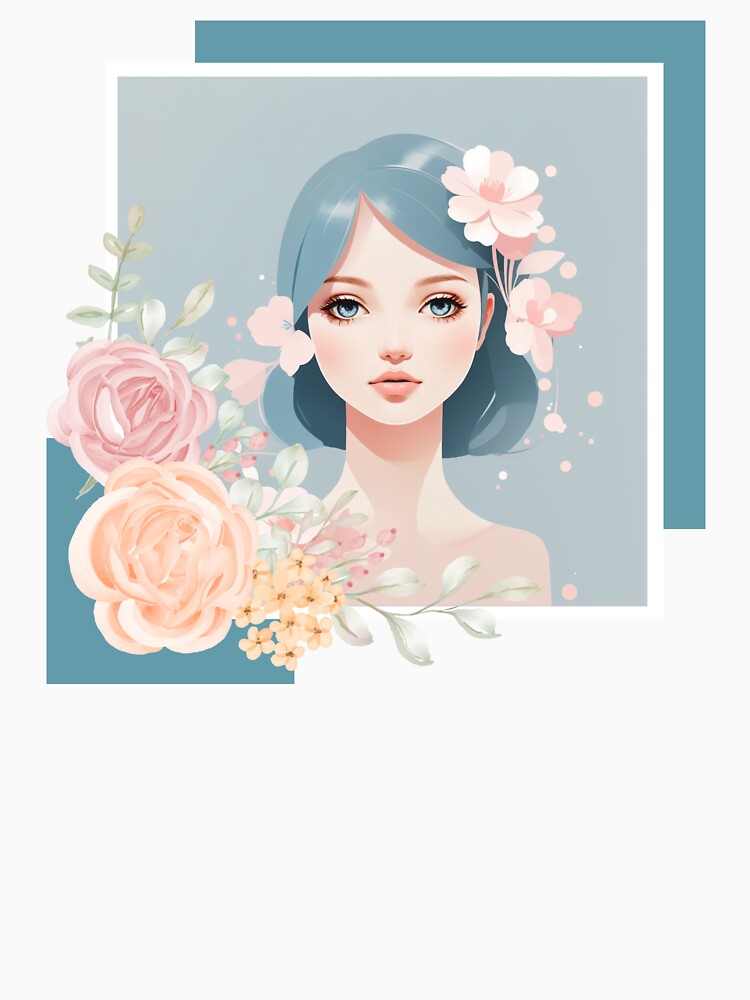 Beautiful woman with babyblue hair, pastel tones by Piano-pn