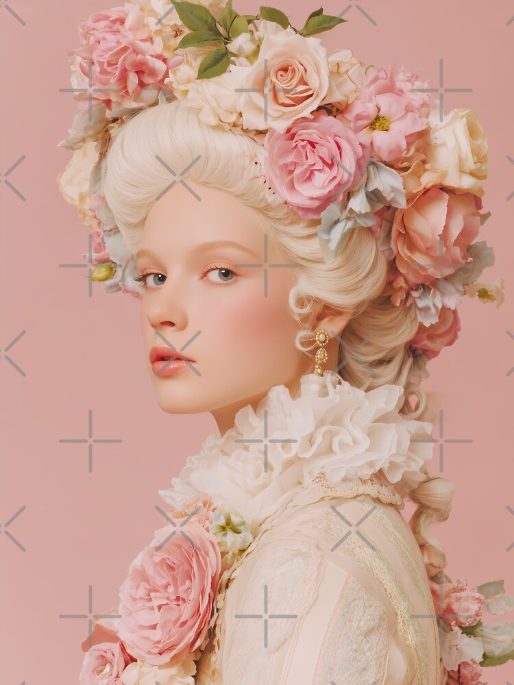 Rococo Floral Portrait – Pastel Royal Fashion Art by Mindrender