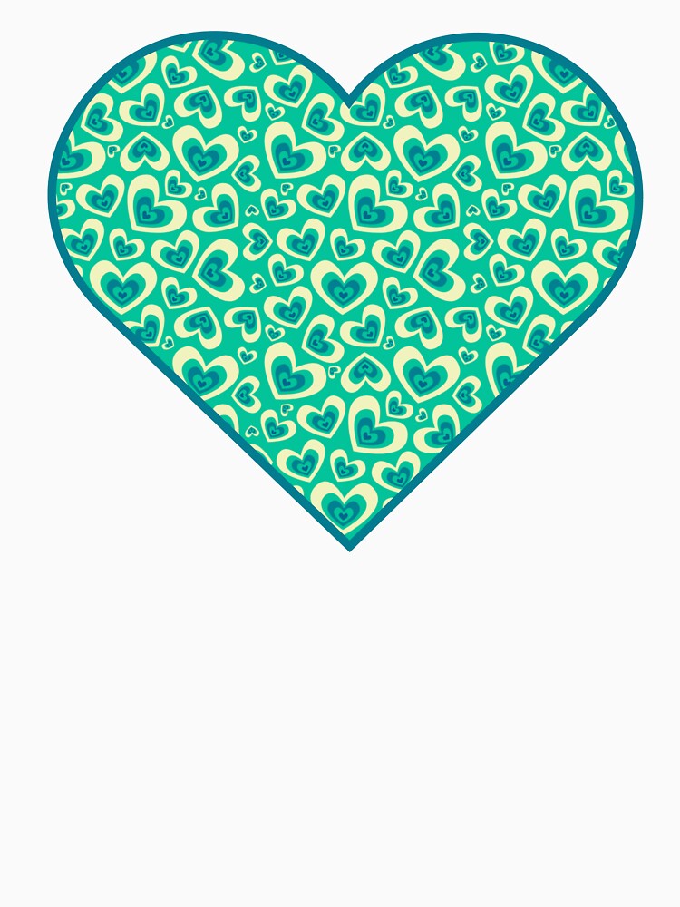 Mint Condition Love - Green Heart Pattern Design – Teal and Cream Retro Love Graphic by larissa-myrie