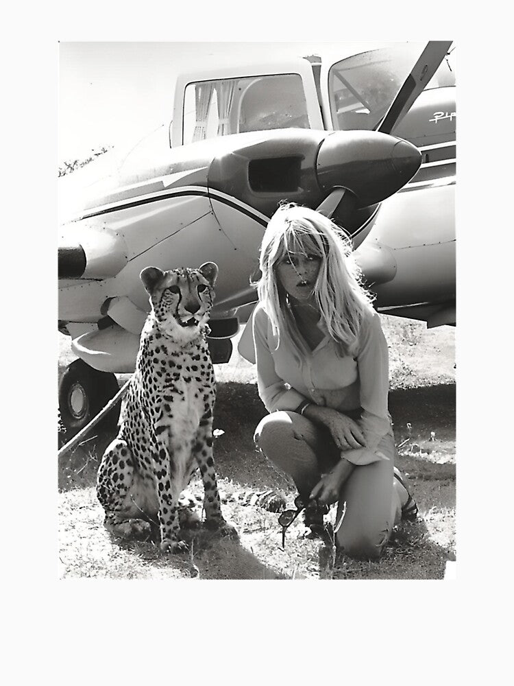 Brigette Bardot With Cheetah And Plane by mixmoly