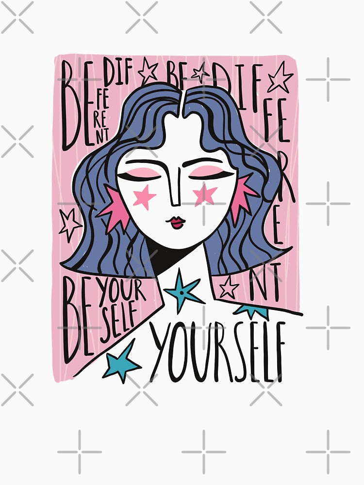 Be different Be yourself, Affirmation, Inspirational art, Motivational quotes, Woman art, 70s by KristinityArt