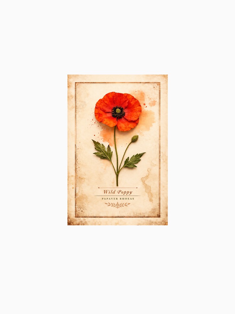 Minimalist Vintage Wild Poppy by Dreamweavemerch
