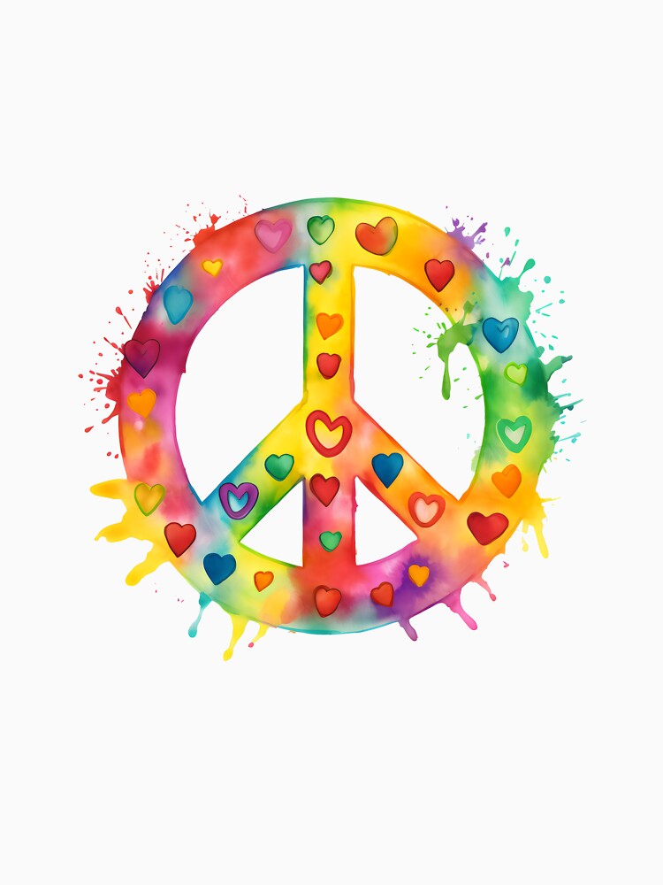 Peace Heart Sign World Vibe Love Hippie Groovy Soul Colorful by farhanhafeez