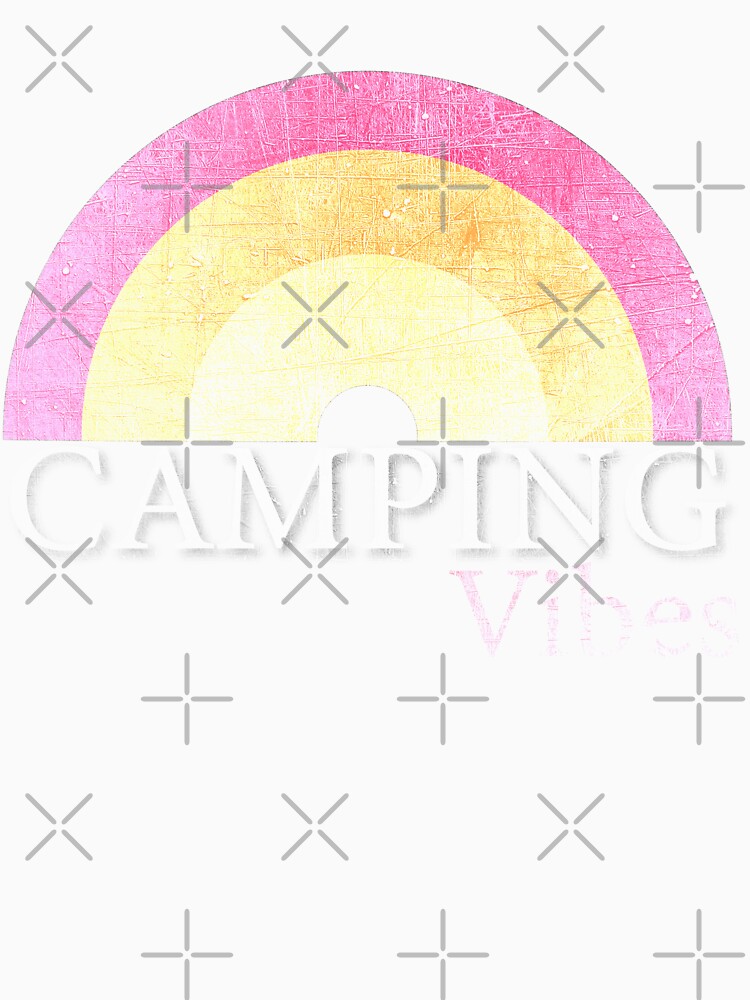 Camping Vibes T Shirt Women Rainbow Graphic Tee Top Casual Outdoors Hiking Shirt by Cheesies