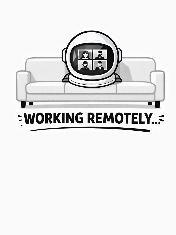 Working Remotely Astronaut Funny Remote Work Zoom Meeting Design by ZYNORAworld