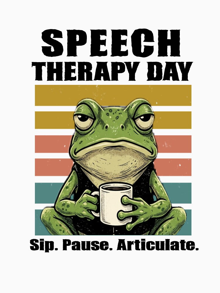 Speech therapy day. sip, pause, articulate/  vintage retro frog by Abibless1998