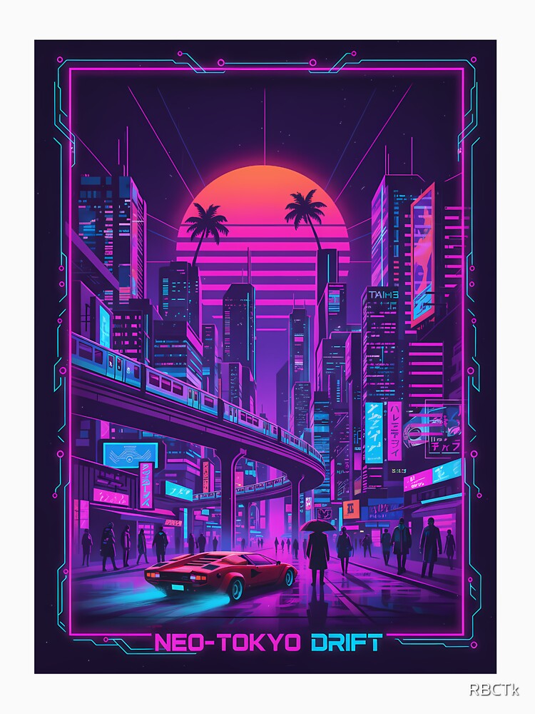 Neon Cyberpunk Cityscape Retrowave Synthwave Art 2 by RBCTk