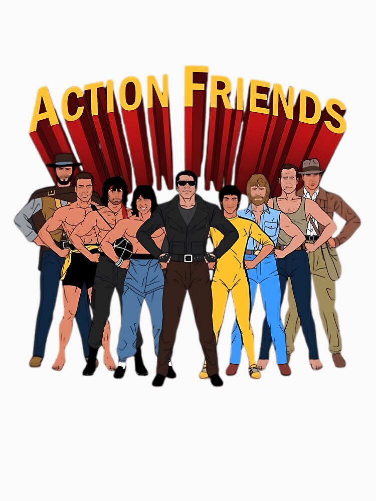 Action Friends Cartoon Illustration Of Action Heroes In Parody Style by AbishD