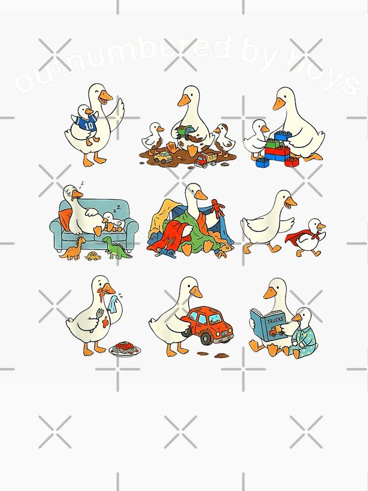 Funny Outnumbered By Boys Mama Duck And Ducklings Motherhood Aesthetic by Phil Ben