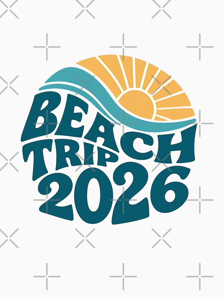 Beach Trip 2026 Minimalist Sun and Wave Retro Summer Vacation Design by StickerHavenn