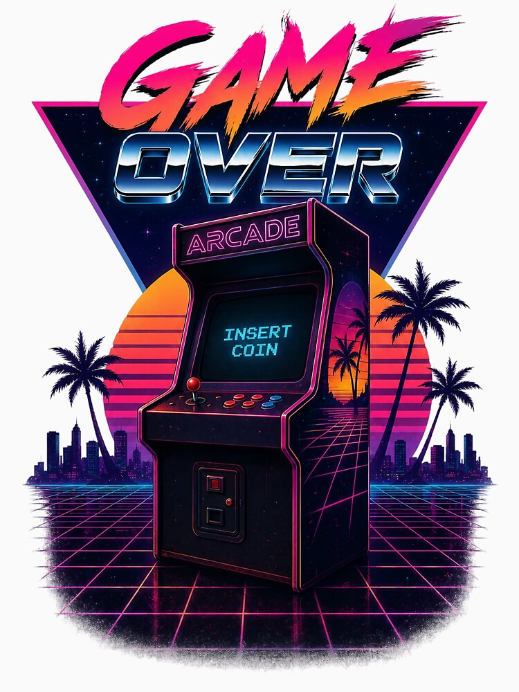 Game Over Retro Arcade Insert Coin Synthwave Gamer Design. by The-T-In-Retro