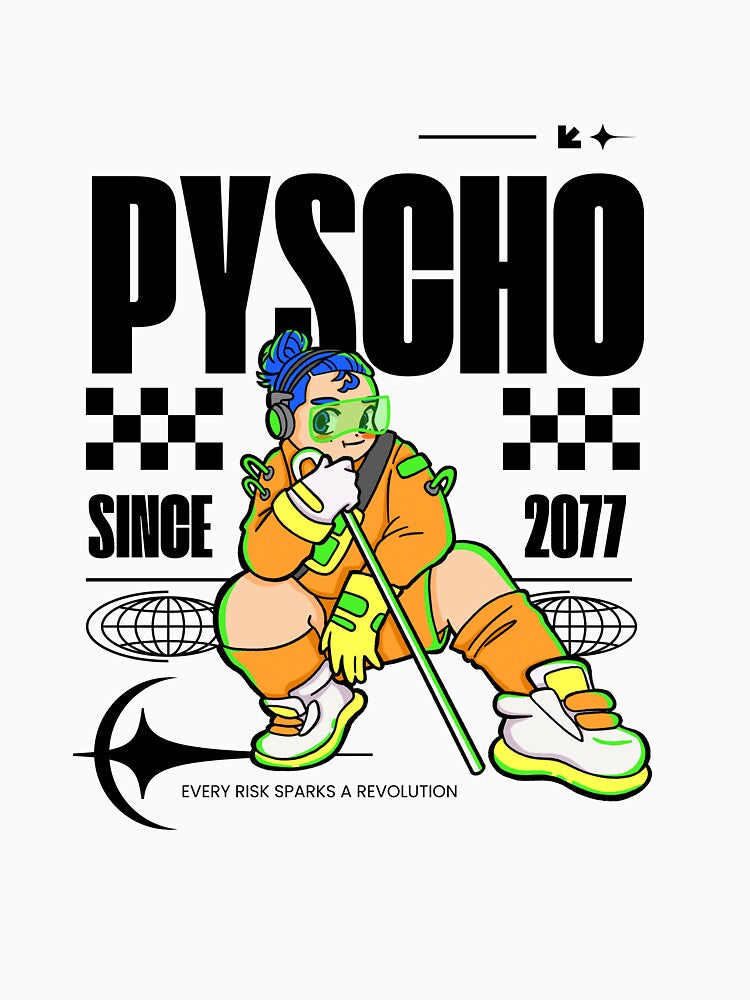 Y2K Cyberpunk Streetwear, Trippy Neon Graphic Hoodie, Trippy Retro Shirt, Psychedelic Anime by Makalee Rae