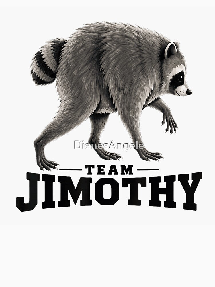 Team Jimothy Funny Raccoon Fan Club Vintage Wildlife Mascot Design by DienesAngele