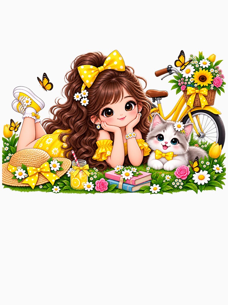 Sunny Girl Picnic with Cat by Reshmakhan