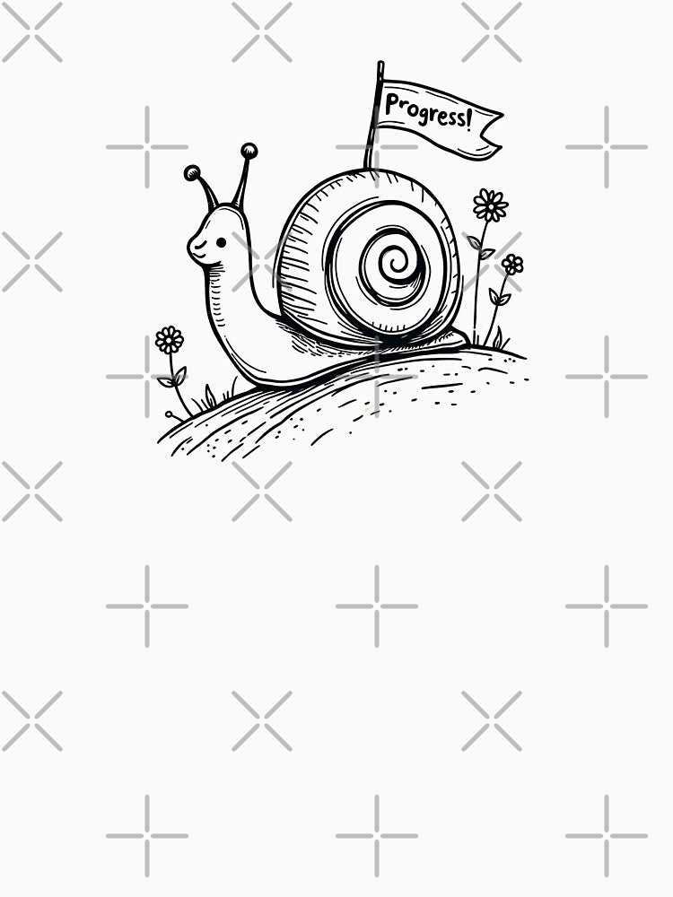 Snail with a Flag Saying "Progress" by VibeTCreations