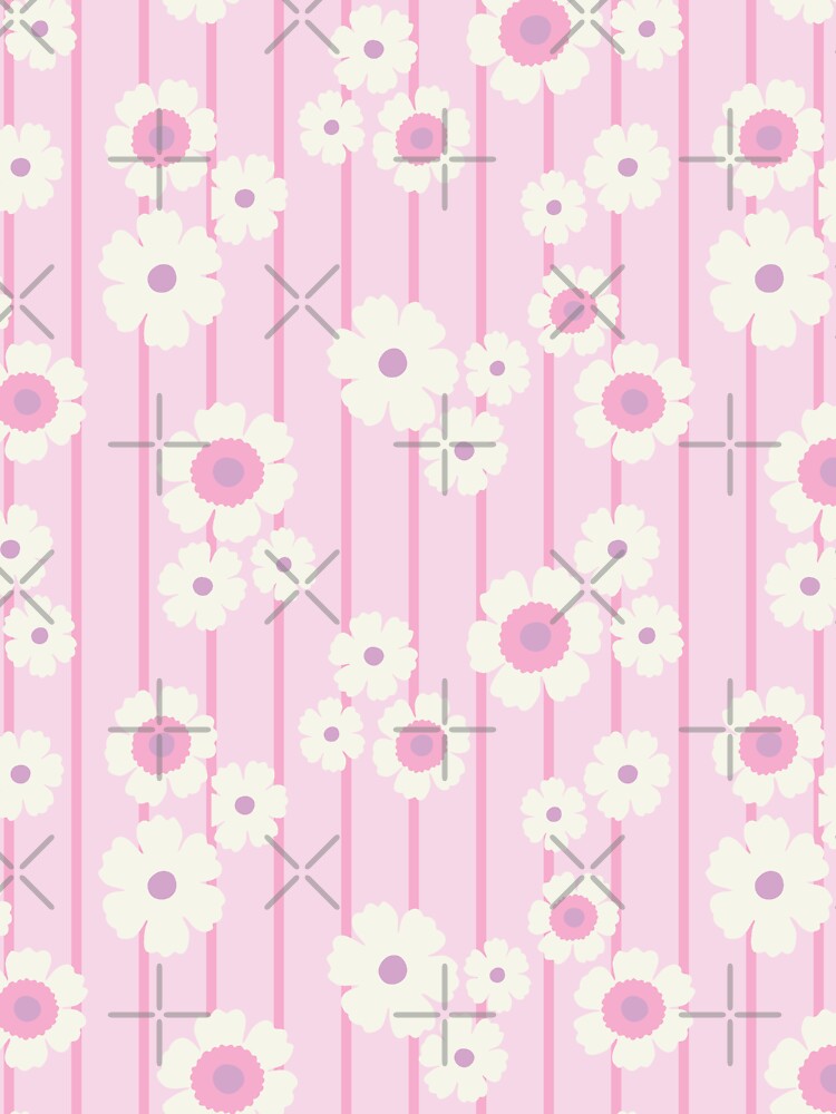 RETRO FLOWER STRIPES PASTEL PINK by blomastudios