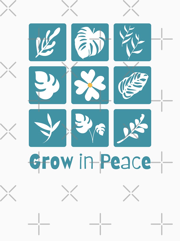 Grow in Peace – Botanical Plant Lover Quote, Mindfulness Growth by CraftEvo