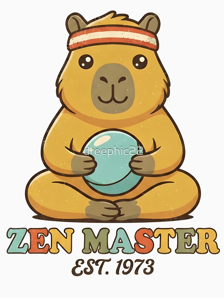 Zen Master Capybara Chill Retro 70s Style Cute Meditation Animal by dreephic22
