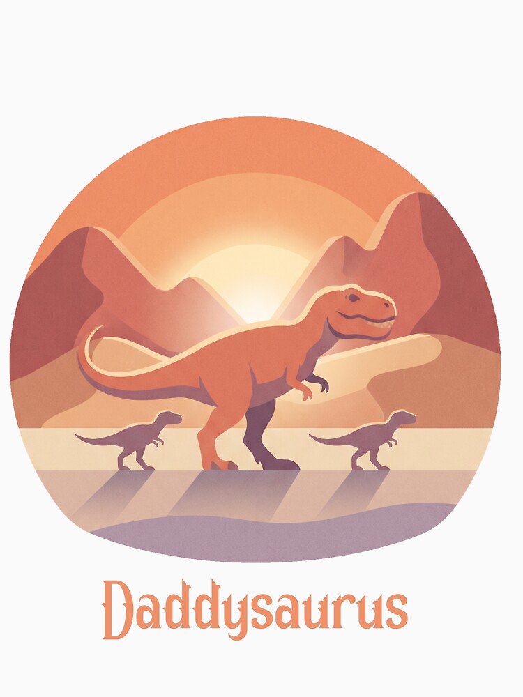 Retro Daddysaurus Sunset Dino Family Silhouette by MythicCotton