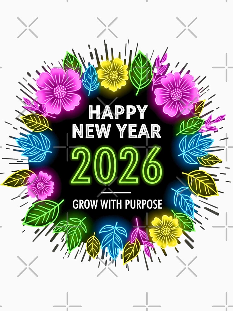 Neon Floral Happy New Year 2026 | Grow with Purpose Celebration by lojadpop