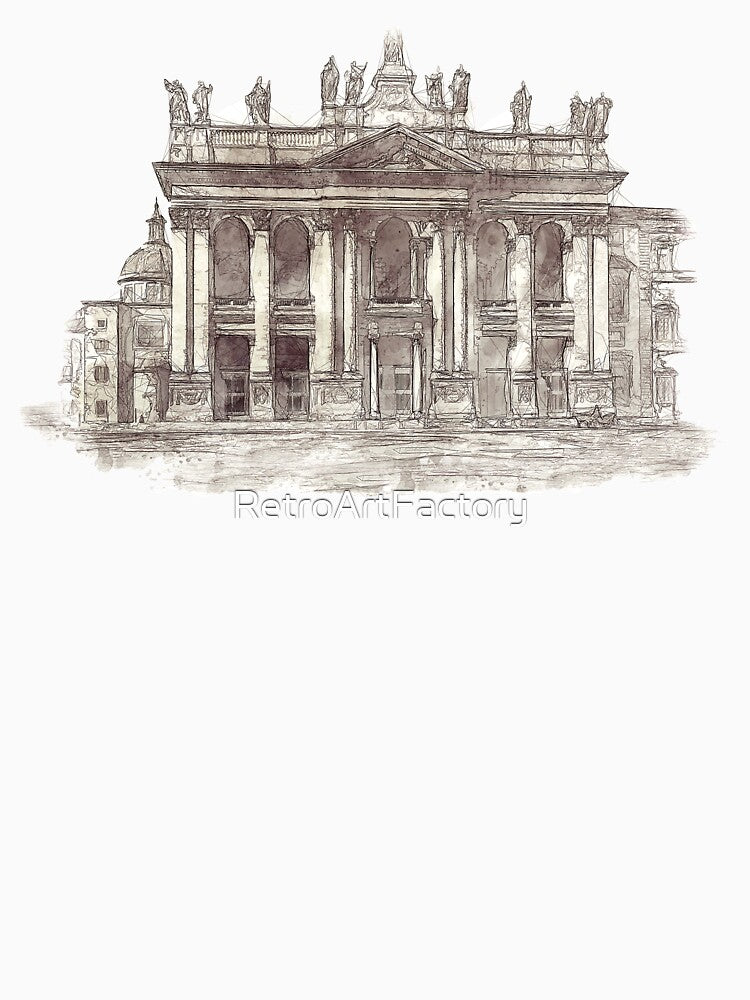 Basilica of San Giovanni in Laterano - Rome, Italy - Sketch and Wash Style by Retro Art Factory